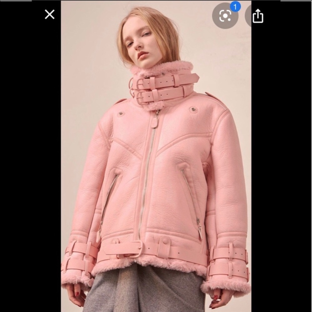 Loeil-Kaelin Shearing Light Pink Moto Jacket